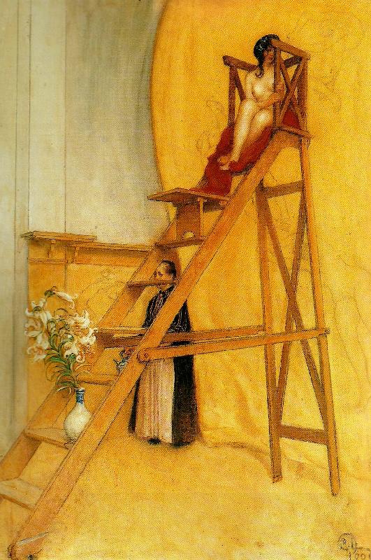 Carl Larsson hos plafondmalaren oil painting picture